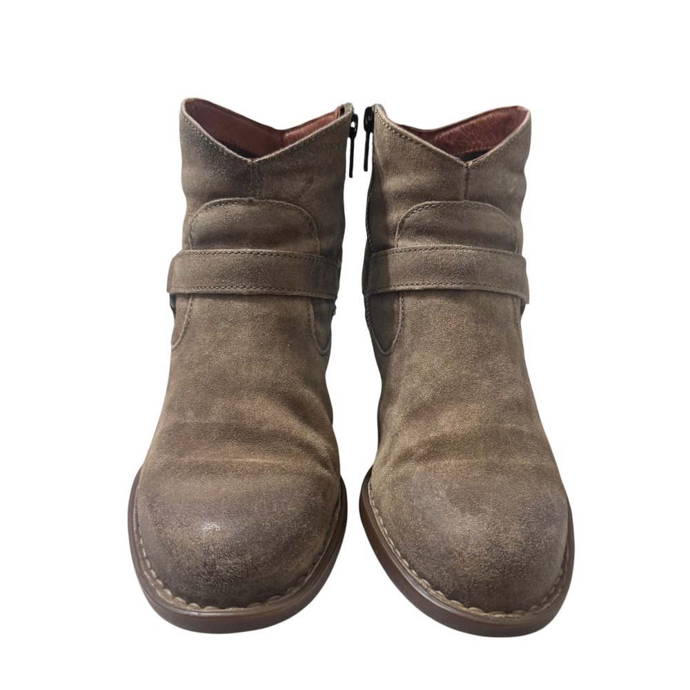 Born Carmel Harness Suede Ankle Boots Womens 9M Brown Western Heel F54017 - Picture 3 of 9